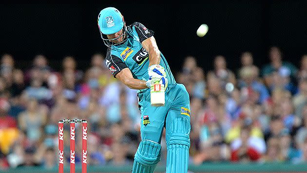 Chris Lynn hit an absolute monster six off Tait's bowling. Pic: Getty