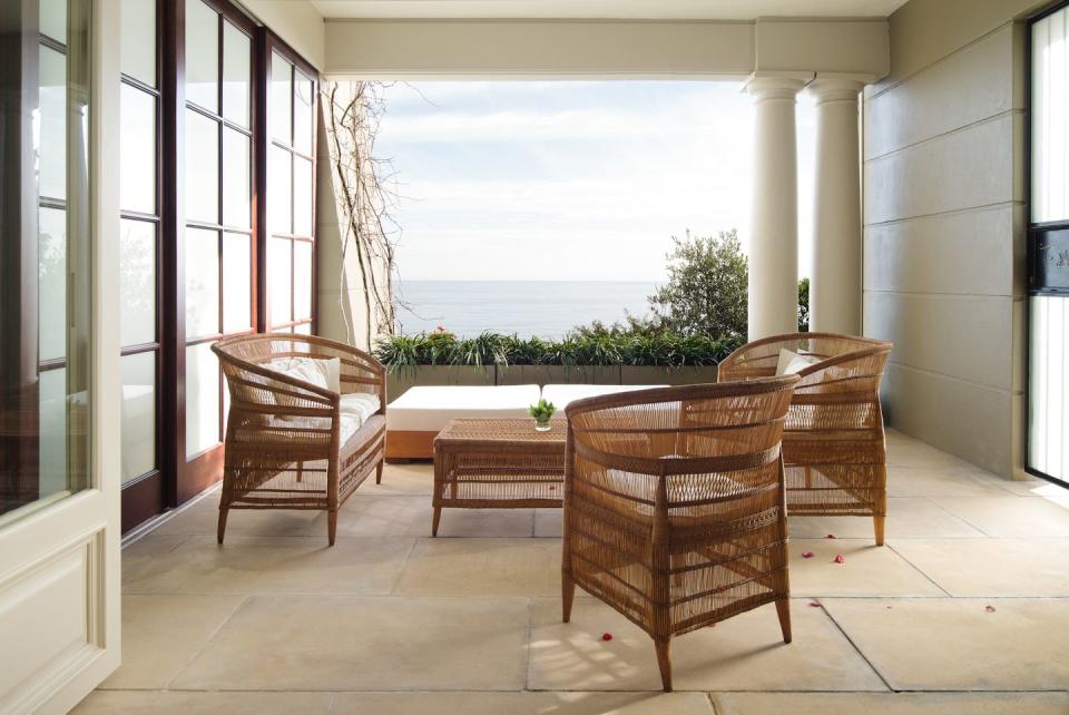 a table and chairs in a room