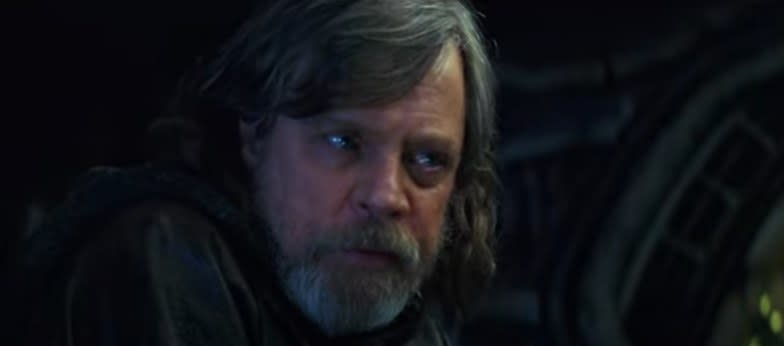 Luke Skywalker looks off screen