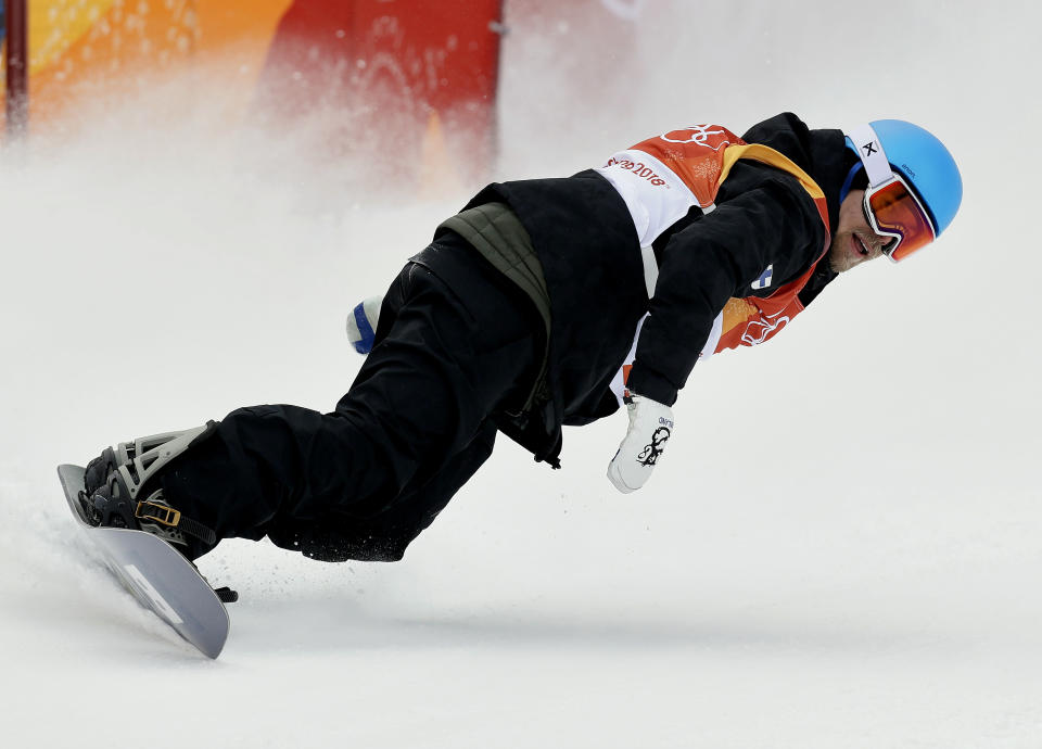 Finland’s Roope Tonteri runs the course during the men’s slopestyle qualifying at Phoenix Snow Park at the 2018 Winter Olympics in PyeongChang, South Korea, Saturday, Feb. 10, 2018. (AP)