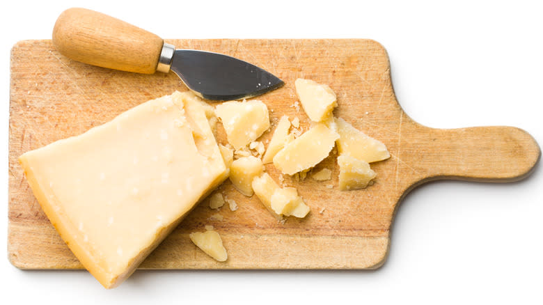Parmigiano Reggiano on cutting board