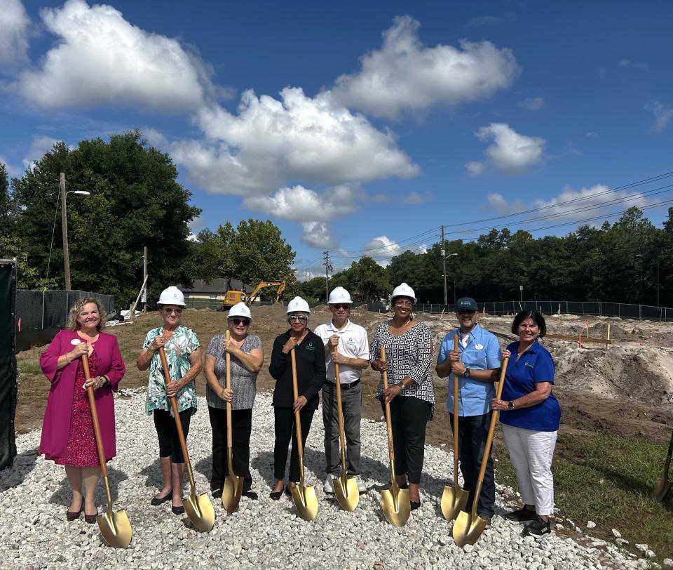 Groveland City Council, Live Well Foundation and Dr. Linda Cowels celebrate the groundbreaking of the Elise Tomlin Empowerment Center on June 13.