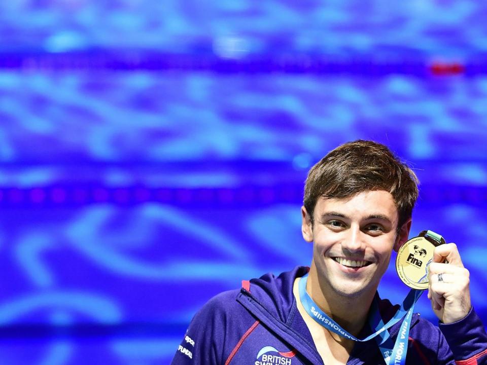 Tom Daley with his gold medal in Budapest (Getty)