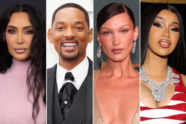 <p>Joy Malone/Getty ; Jeff Kravitz/FilmMagic ; Taylor Hill/WireImage ; Shareif Ziyadat/Getty</p> Kim Kardashian at the Kering Caring For Women Dinner. ; Will Smith at the 94th Annual Academy Awards. ; Bella Hadid at the 16th annual God's Love We Deliver Golden Heart Awards. ; Cardi B at Cardi B Hosts Fashion Night Out.