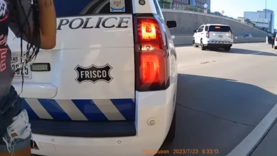 The footage from a Frisco, Texas, police officer’s body camera shows part of the stop of a Black Arkansas family on July 23 after authorities made a mistake checking their car’s license plates. On Friday, the Frisco police chief issued an apology to the family, who were wrongly pulled over in a “high-risk stop” with cops’ guns drawn. (Photo: Screenshot/YouTube.com/Frisco Police Department)
