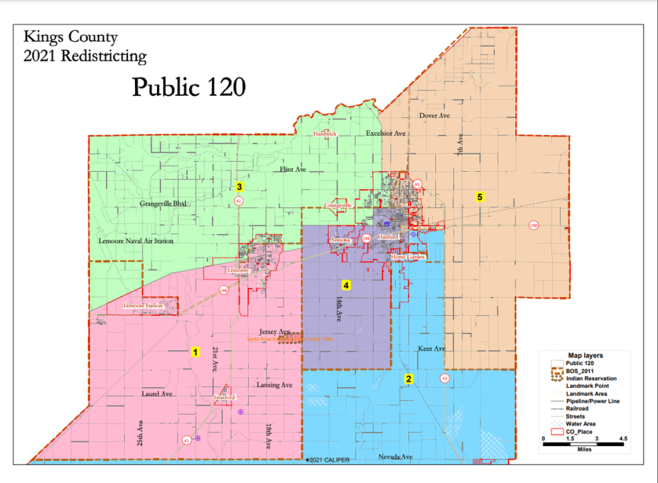 The Kings County Board of Supervisors on Tuesday morning approved with a 3-2 vote public map 120, a map that was submitted anonymously.