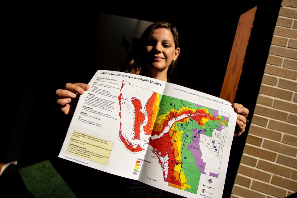 Sandra Tapfumaneyi, the Director of Public Safety-Emergency Management in Lee County displays resources that can be used in preparation of a disaster including a hurricane. 