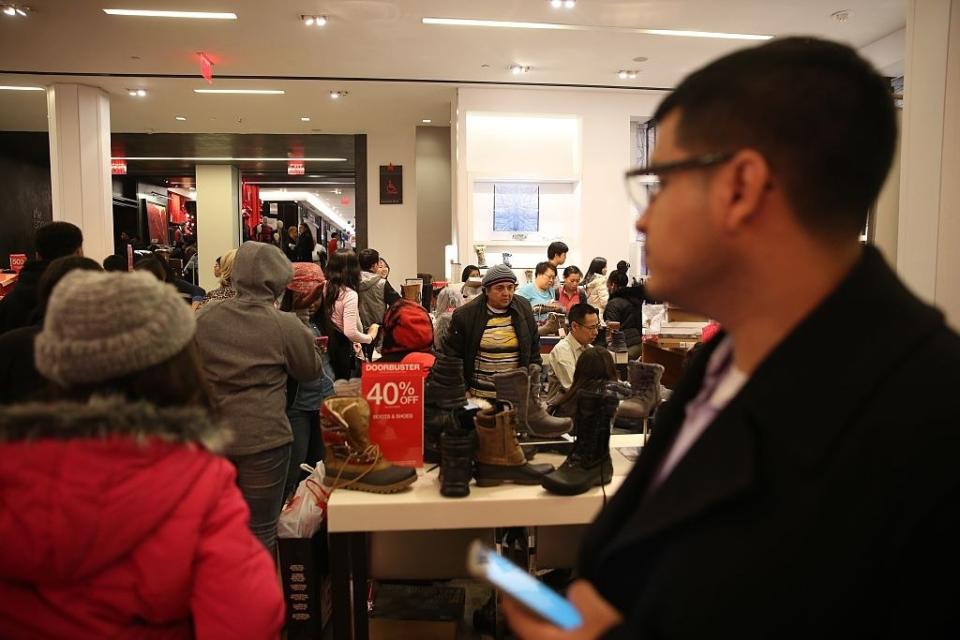 Line in shoe dept in Macy's