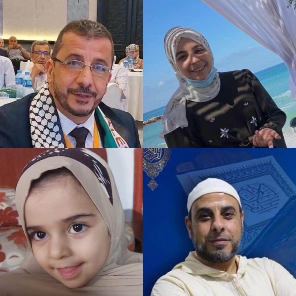 Relatives of Rosan Eldadah, an Upper Arlington real estate agent, whom she said were among those killed in Nov. 18 missile attacks in Gaza. Clockwise from top left: Dr. Rafat Lubbad, Eldadah's maternal uncle; Noor Lubbad, a medical student and Eldadah's first cousin; Firas Lubbad, a computer engineer and Eldadah's maternal uncle; and 3-year-old Jenna Lubbad, Eldadah's cousin.