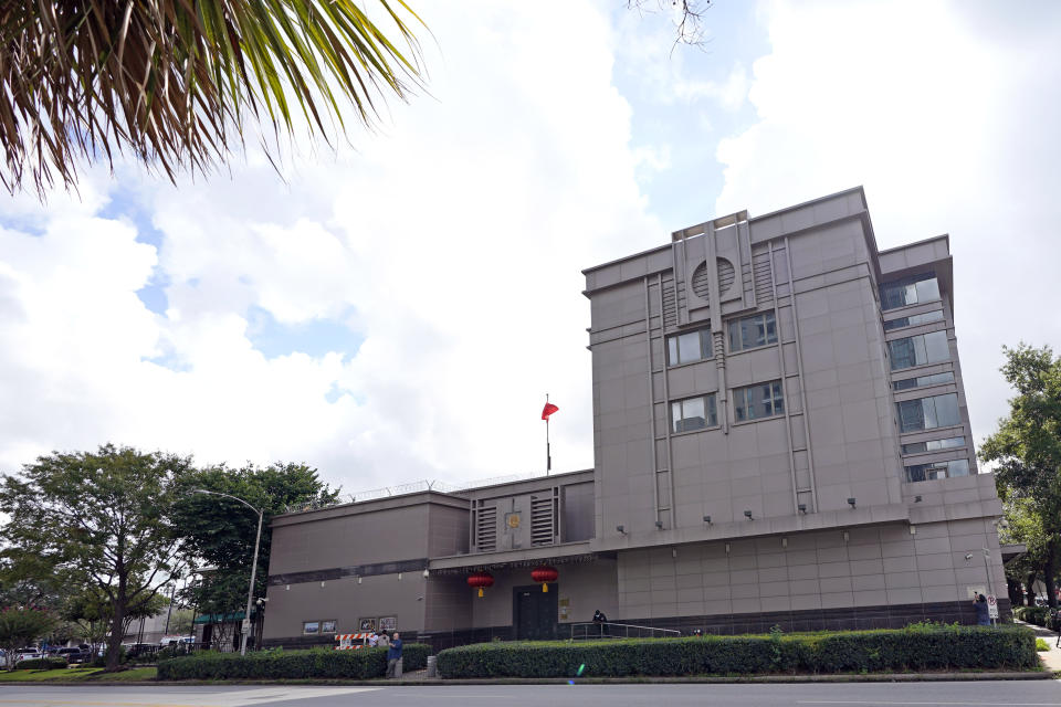 The Chinese Consulate is shown Thursday, July 23, 2020, in Houston. China says “malicious slander" is behind an order by the U.S. government to close its consulate in Houston, and maintains that its officials have never operated outside ordinary diplomatic norms. (AP Photo/David J. Phillip)