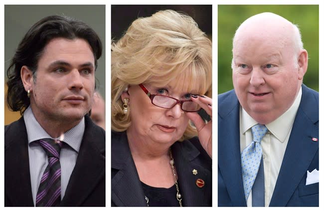 Sen. Patrick Brazeau, (left to right) Sen. Pamela Wallin and Sen. Mike Duffy are shown in file photos. THE CANADIAN PRESS/Adrian Wyld