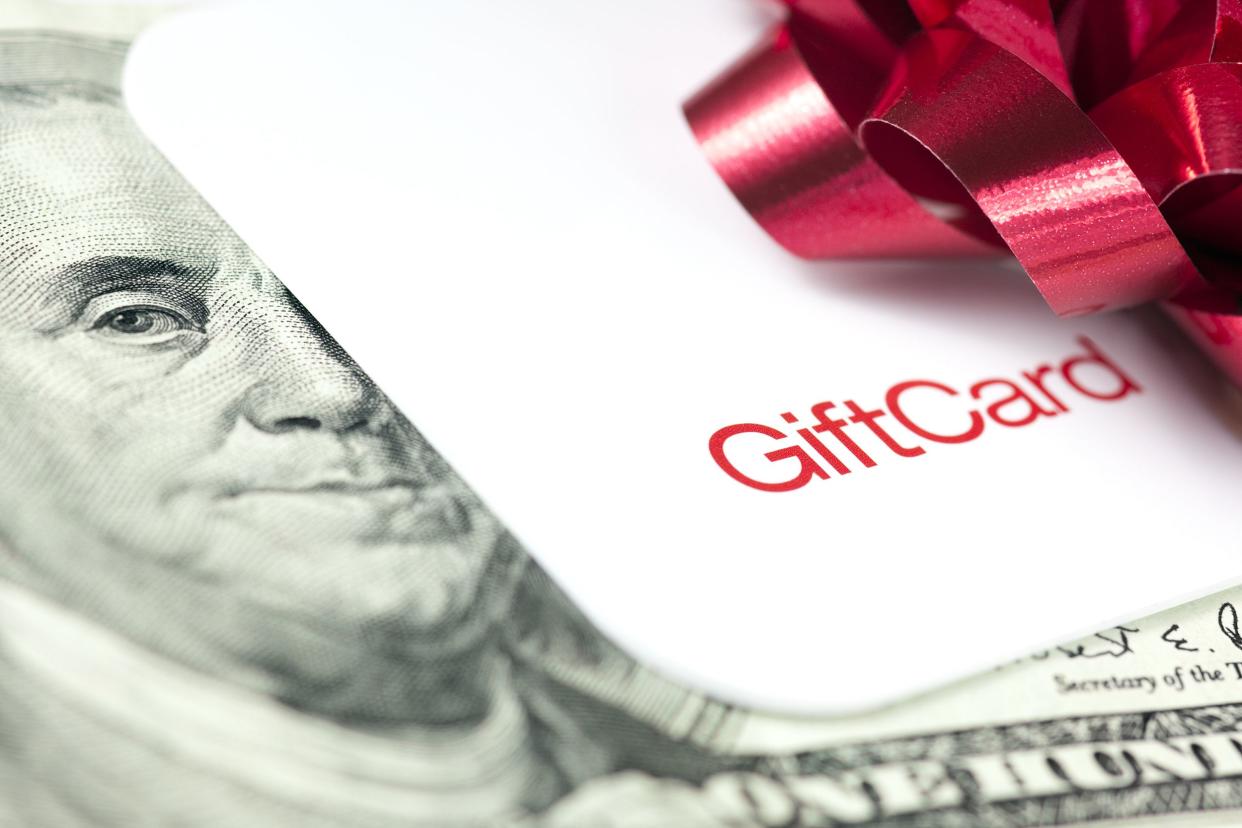 a gift card and cash