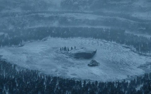 Jon and his friends were surrounded by the Night King's Army on a frozen lake in season 7 - Credit: HBO