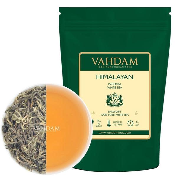 VAHDAM, Imperial White Tea Leaves from Himalayas (25 Cups) - World's Healthiest Tea Type - POWERFUL ANTI-OXIDANTS, High Elevation Grown, White Tea Loose Leaf - Detox Tea & Slimming Tea, 1.76oz (Amazon / Amazon)