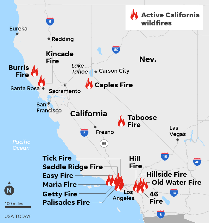 SOURCE CAL FIRE, Nov. 1; ESRI