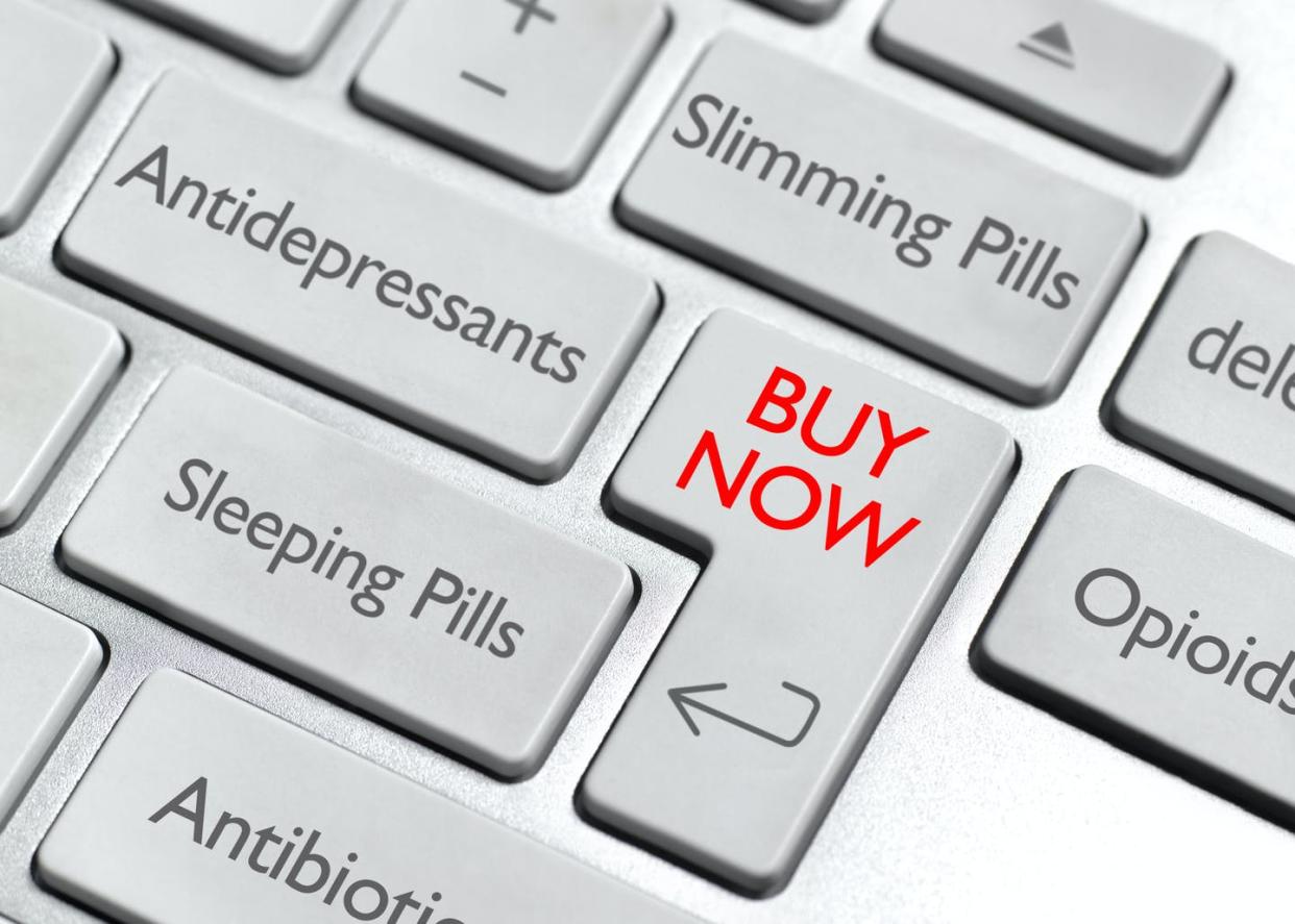 <span class="caption">Many counterfeit pharmaceutical drugs are sold online, and the bulk of them are being obtained without a prescription. </span> <span class="attribution"><a class="link " href="https://www.gettyimages.com/detail/photo/buying-prescription-drugs-online-pharmacy-royalty-free-image/1014737386?adppopup=true" rel="nofollow noopener" target="_blank" data-ylk="slk:Peter Dazeley/The Image Bank via Getty Images;elm:context_link;itc:0;sec:content-canvas">Peter Dazeley/The Image Bank via Getty Images</a></span>