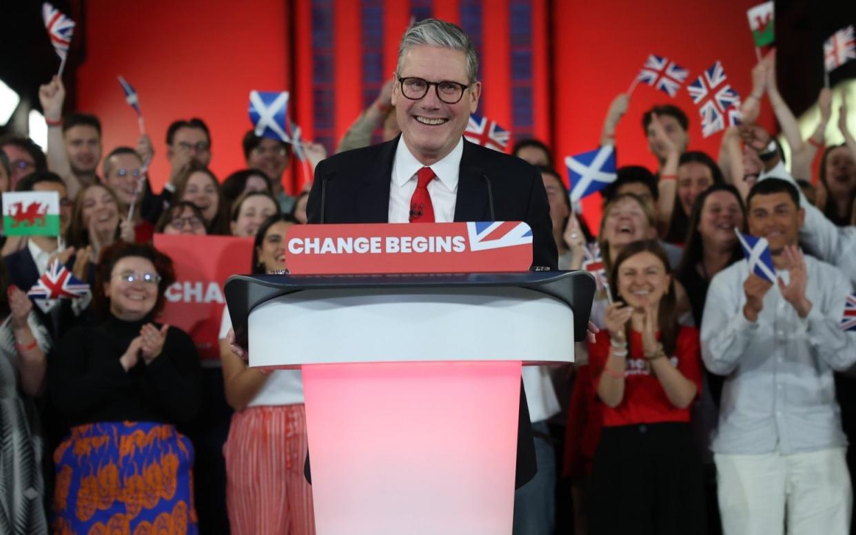 Sir Keir Starmer spoke to a jubilant crowd after being declared as the new Prime Minister