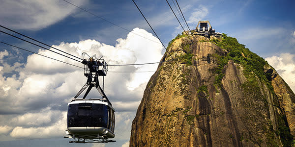 <b>Cable car to Sugar Loaf Mountain </b> If you only do one thing in Rio, make it this. One of the most recognisable landmarks in Brazil, Sugar Loaf Mountain is a monolithic peak of granite and quartz reaching skyward at the mouth of Guanabara Bay. Take the cable car from Urca Beach to Urca Hill, and then hop aboard a second car to reach the summit of Sugar Loaf.