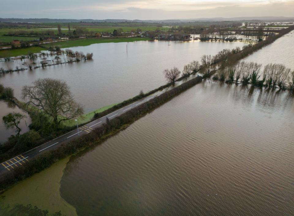 File photo: Flood water surrounds the A361 road in Burrowbridge due to widespread flooding of the Somerset Levels in January (Getty Images)