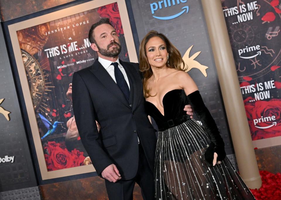 hollywood, california february 13 ben affleck and jennifer lopez attend the los angeles premiere of amazon mgm studios this is menow a love story at dolby theatre on february 13, 2024 in hollywood, california photo by axellebauer griffinfilmmagic