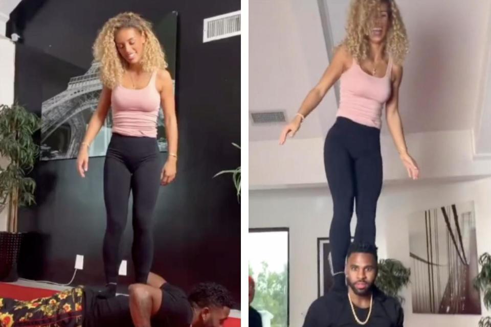 Jason Derulo and Jena Frumes doing the Stand Up challenge on Tik Tok: TikTok/@jasonderulo