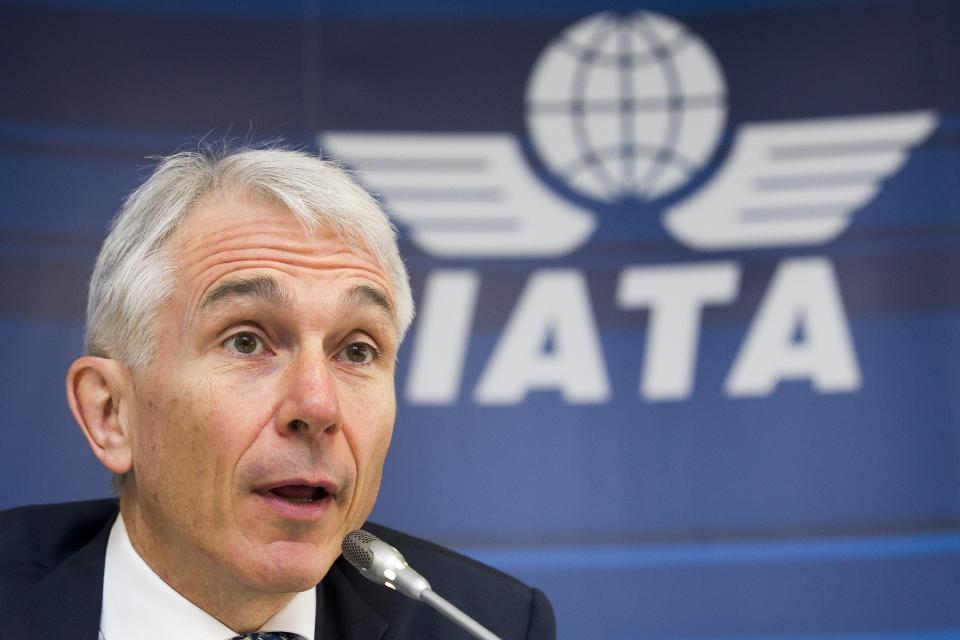 FILE - In this March 20, 2012 file photo Tony Tyler, Director General and CEO of the International Air Transport Association, IATA, speaks during a press conference in Geneva, Switzerland.Tyler told reporters Wednesday, March 20, 2013, that US dollar 130 per barrel of jet fuel now seems likely for the remainder of the year, adding US dollar 6 billion to the US dollar 210 billion fuel bill for 2013 that airlines had expected. (AP Photo/Keystone, Salvatore Di Nolfi, File)