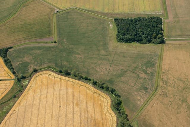 The Roman small town at Great Staughton, Cambridgeshire, from above