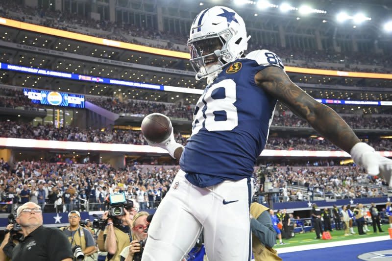 Dallas Cowboys wide receiver CeeDee Lamb is my No. 2 fantasy football option in Week 15. File Photo by Ian Halperin/UPI