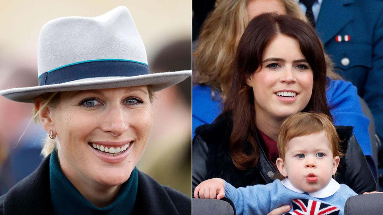 zara tindall and princess eugenie with august brooksbank