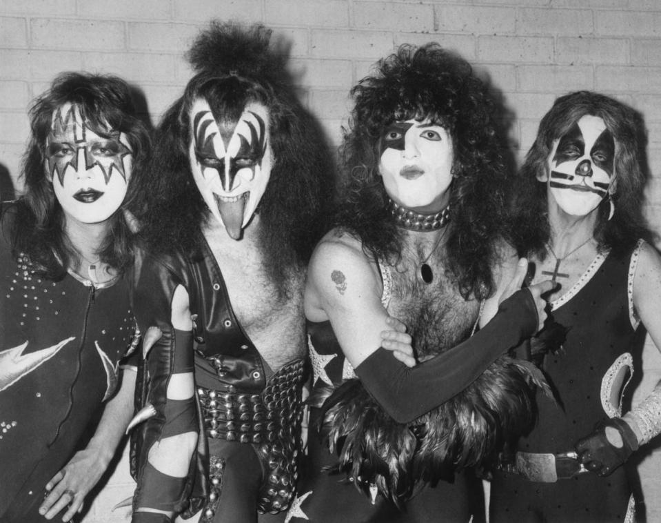 London, 1976: Ace Frehley, Gene Simmons, Paul Stanley and Peter Criss arrive in London (Getty Images)