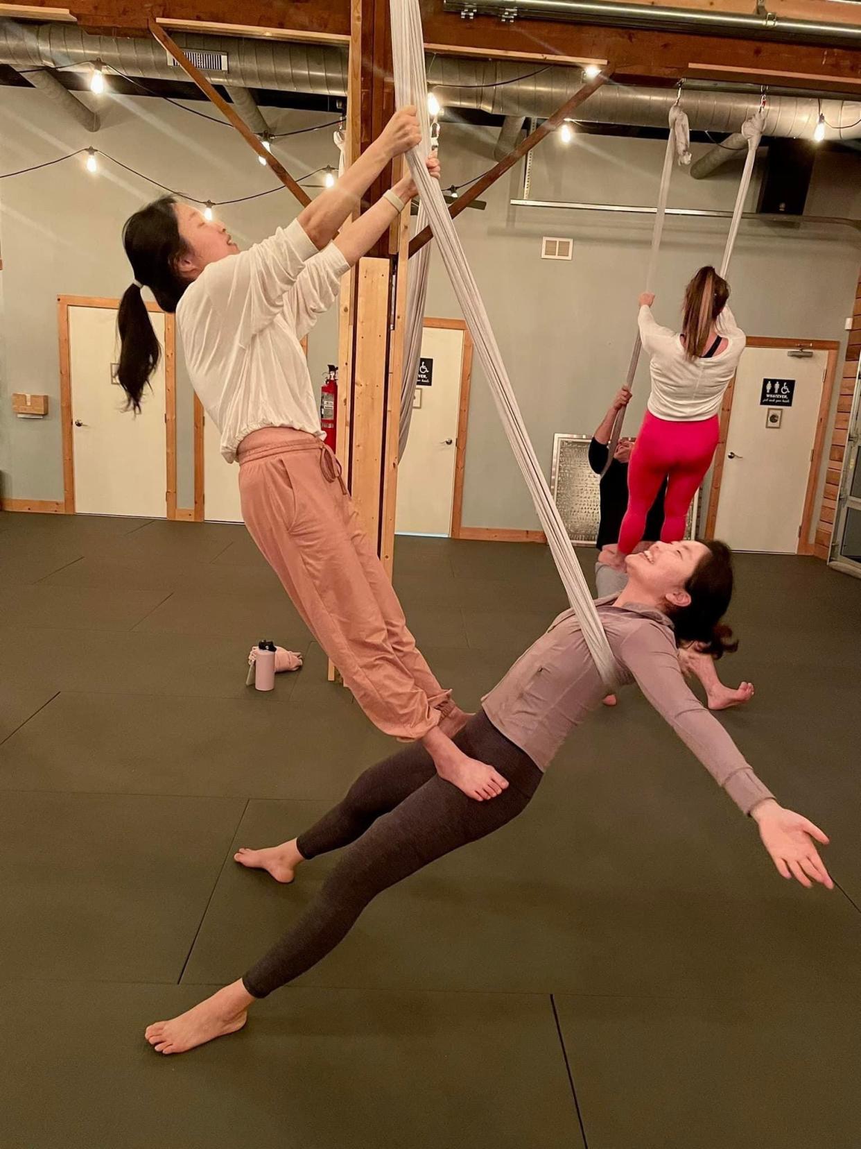 Brittany Charnley said aerial yoga is easier than most people would think.