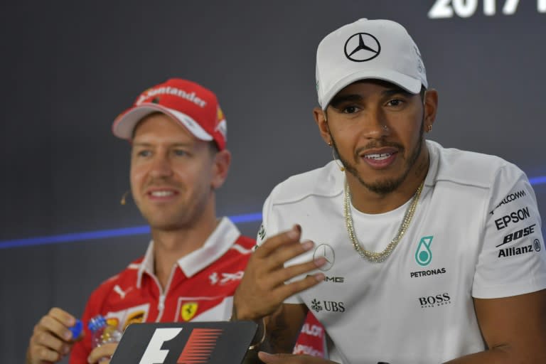 Lewis Hamilton (L) and Sebastian Vettel have both won four Formula One world titles