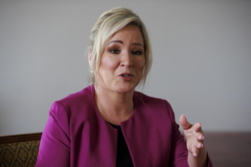 First Minister Michelle O’Neill, who is vice president of Sinn Fein, speaks with PA Media at Parliament Buildings at Stormont (Liam McBurney/PA)