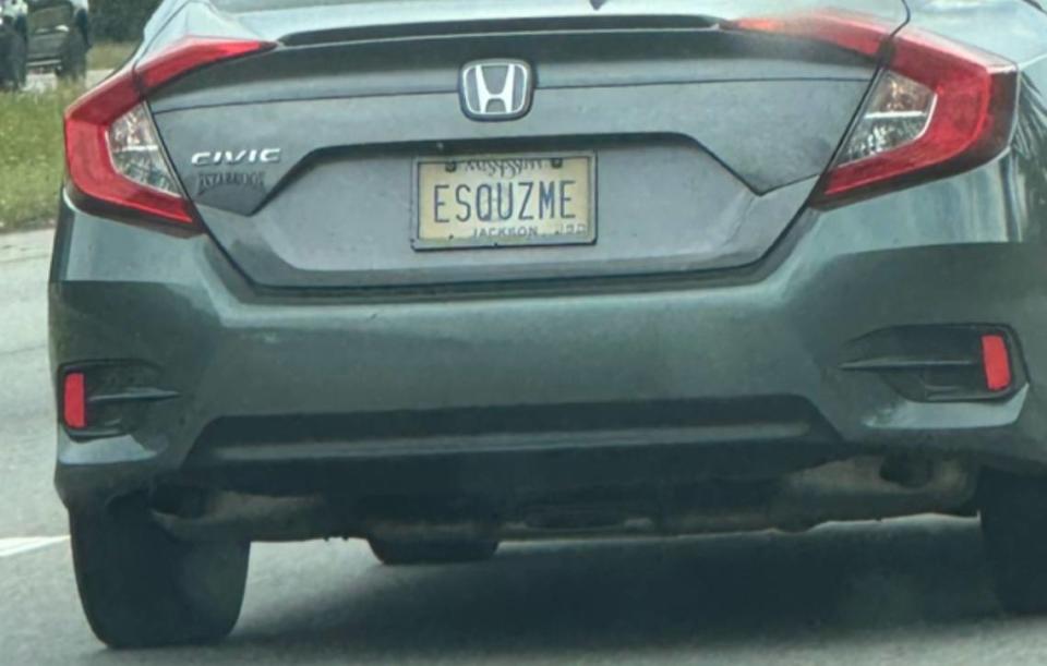 Let me just squeeze right past ya with this “ESQUZME” license plate. Hannah Ruhoff/Sun Herald