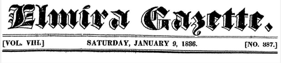 The masthead of the Elmira Gazette in 1836.