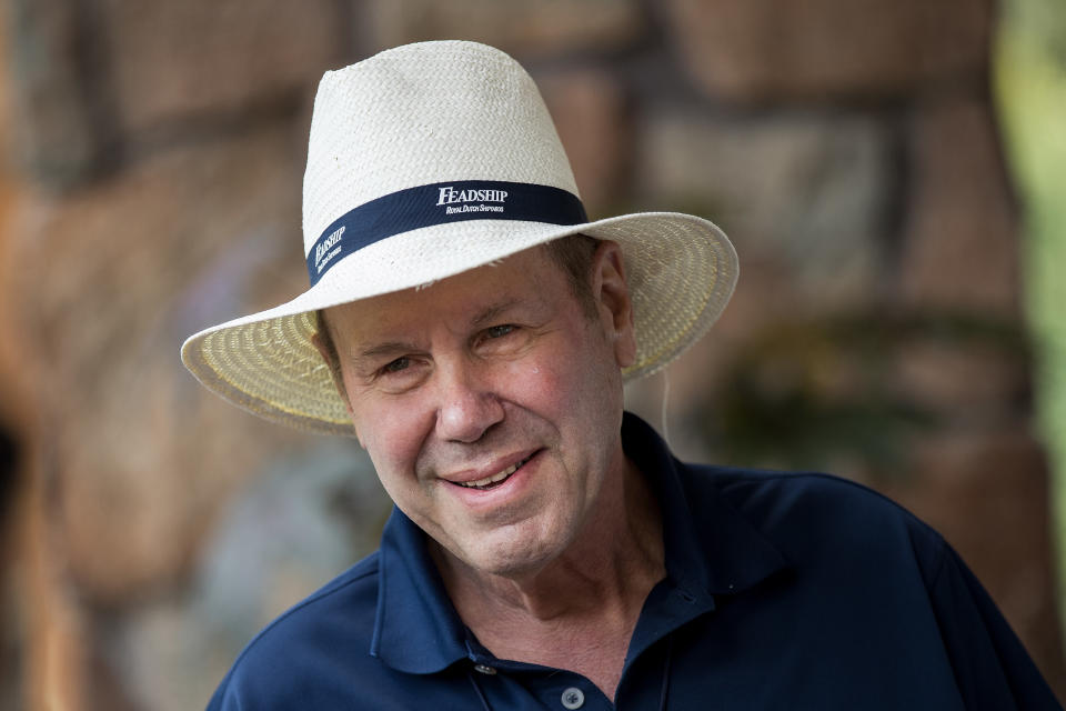 SUN VALLEY, ID - JULY 11: Michael Eisner, former chairman and chief executive officer of The Walt Disney Company, speaks with reporters on the first day of the annual Allen & Company Sun Valley Conference, July 11, 2017 in Sun Valley, Idaho. Every July, some of the world's most wealthy and powerful businesspeople from the media, finance, technology and political spheres converge at the Sun Valley Resort for the exclusive weeklong conference. (Photo by Drew Angerer/Getty Images)