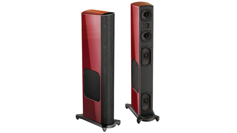 Goldenear T66 tower speaker on white background