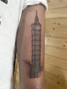 A Taipei 101 tattoo is seen in this photo taken on Jan. 21, 2020. (Courtesy of Taipei Tattoo Piercing)