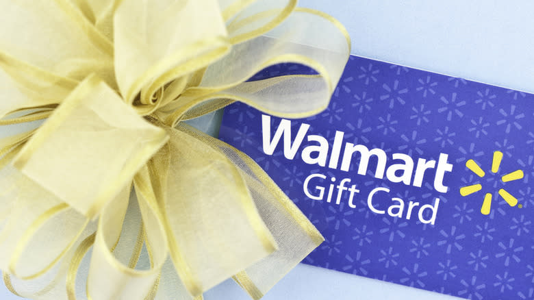 Walmart gift card with a bow