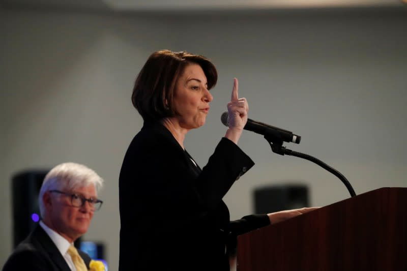 Democratic 2020 U.S. presidential candidate and Senator Amy Klobuchar speaks during the ISEA (Iowa State Education Association) 2020 Legislative Conference West Des Moines, Iowa