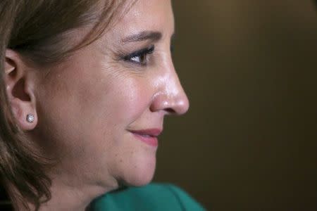 Claudia Ruiz Massieu, Secretary General of the Institutional Revolutionary Party (PRI) smiles during an interview in Mexico City, Mexico, July 13, 2017. Picture taken, July 13, 2017. REUTERS/Edgard Garrido