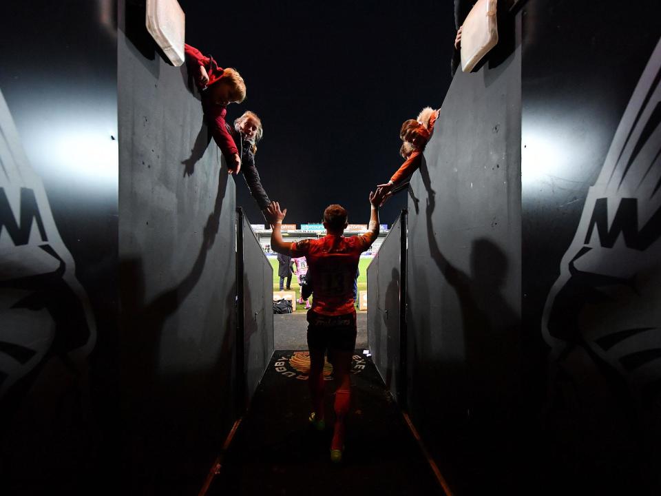 Henry Slade before kick-off for the European clash between Exeter and Montpellier at Sandy Park: Getty