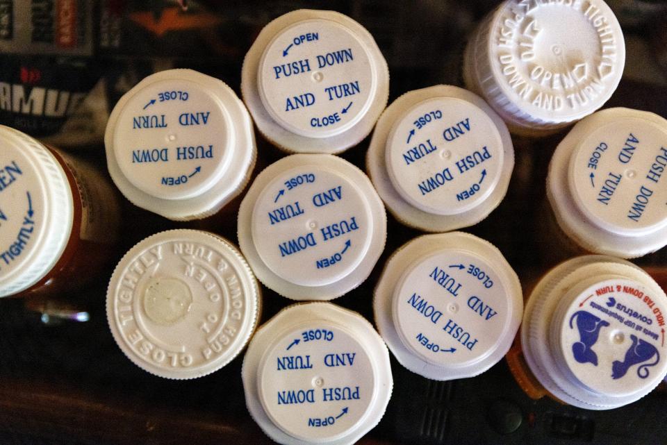 Medications in Tim and Crystal Dotson's home in Corinth.