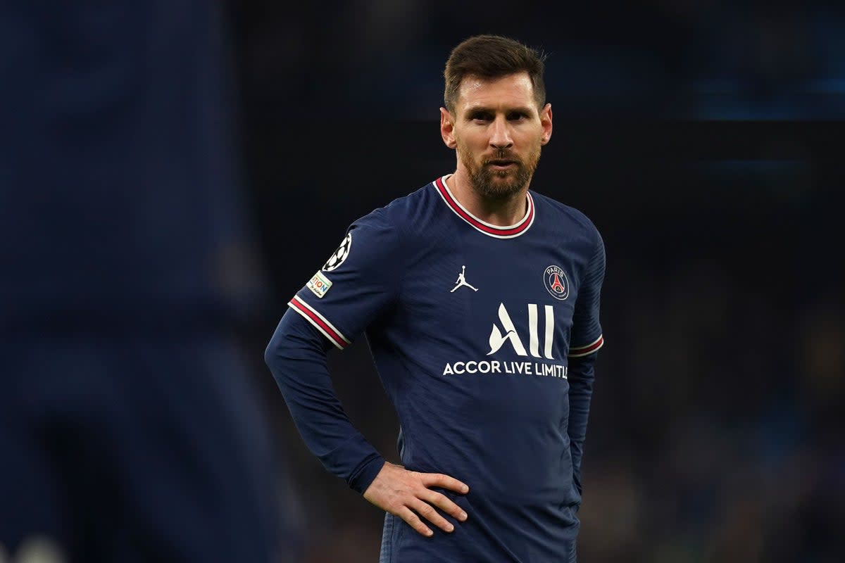 Paris Saint-Germain’s Lionel Messi after the final whistle following the UEFA Champions League, Group A match at the Etihad Stadium, Manchester. Picture date: Wednesday November 24, 2021. (PA Archive)