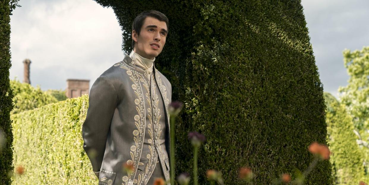 queen charlotte a bridgerton story corey mylchreest as young king george in episode 101 of queen charlotte a bridgerton story cr liam danielnetflix © 2023