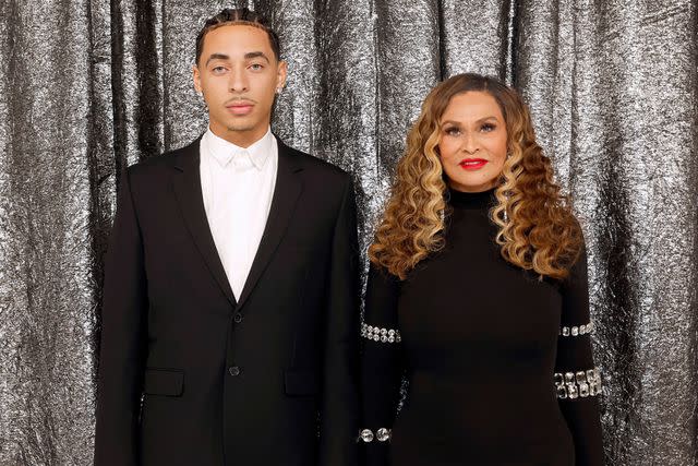 <p>Emma McIntyre/WireImage </p> Solange Knowles' son Julez Smith and Ms. Tina Knowles attend the World Premiere of "Renaissance: A Film By Beyoncé" on Nov. 25, 2023 in Beverly Hills, California.