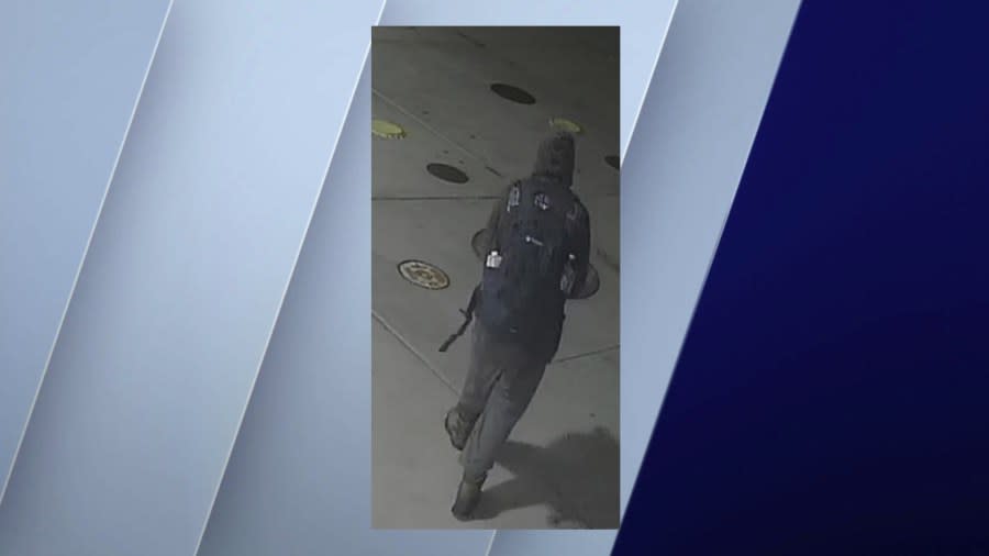 Photo captured by surveillance cameras shows the person who is believed to have been responsible for a "mass graffiti" incident in Oak Lawn over the weekend.