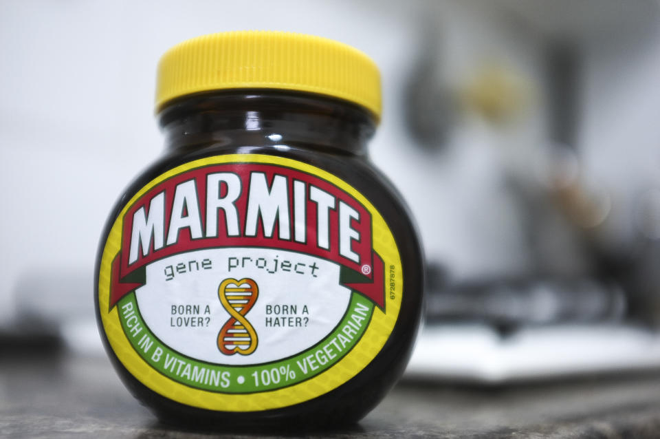 Anglo-Dutch consumer goods giant Unileves, maker of Marmite and Dove soap, is to abandon its London HQ. A jar of Marmite is pictured in London on March 15, 2018.  (Photo by Alberto Pezzali/NurPhoto via Getty Images)