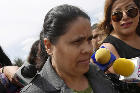 FILE PHOTO: Bernarda Guzman, sister of Joaquin "El Chapo" Guzman, speaks with journalists outside Altiplano Federal Penitentiary, where Guzman is imprisoned in Almoloya de Juarez, on the outskirts of Mexico City, March 4, 2016. REUTERS/Edgard Garrido/File Photo