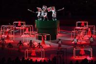 <p>Dancers perform at the ‘Love Sport Tokyo 2020’ segment during the Closing Ceremony on Day 16 of the Rio 2016 Olympic Games at Maracana Stadium on August 21, 2016 in Rio de Janeiro, Brazil. (Photo by Pascal Le Segretain/Getty Images) </p>